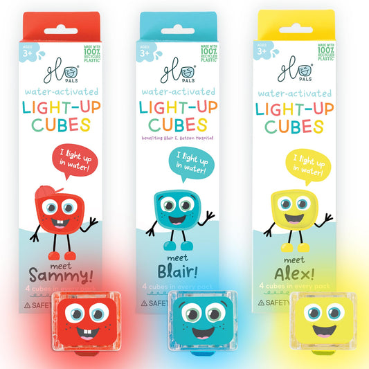 Glo Pals water-activated cubes pack for sensory play and color discovery.