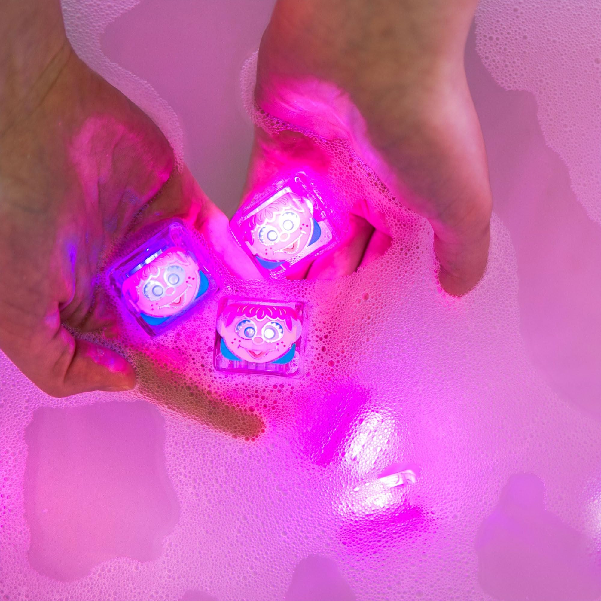 Water-activated glow cubes by Glo Pals enhance interactive bath time.