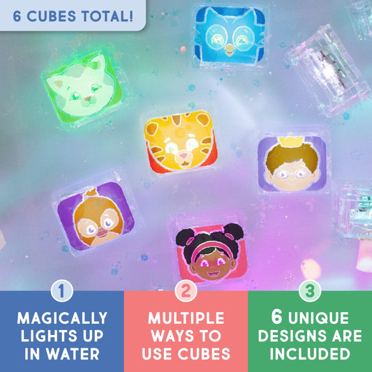 Glo Pals Zoo light-up cube glows in tub for sensory exploration