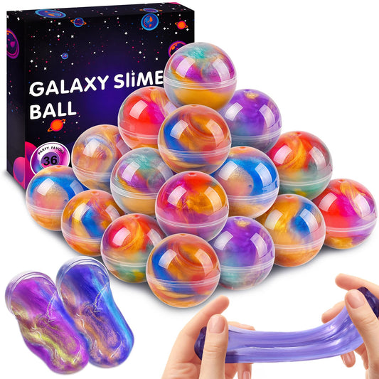 Glompgz Galaxy Slime Ball Kit 36-pack on classroom desk for rewards.