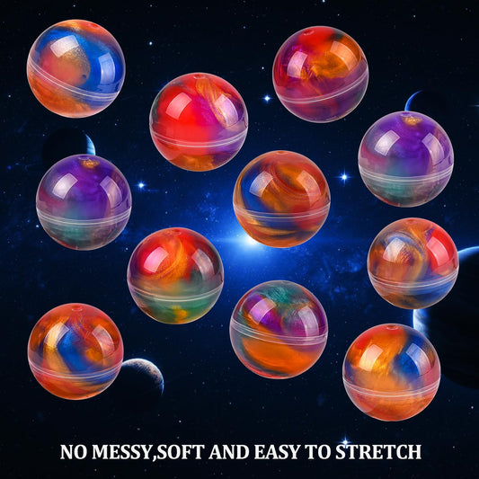Glompgz galaxy slime balls show non-sticky texture for mess-free indoor play.