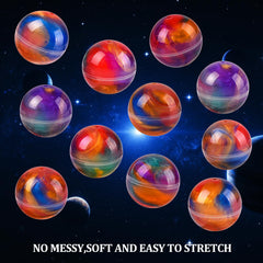 Glompgz galaxy slime balls show non-sticky texture for mess-free indoor play.