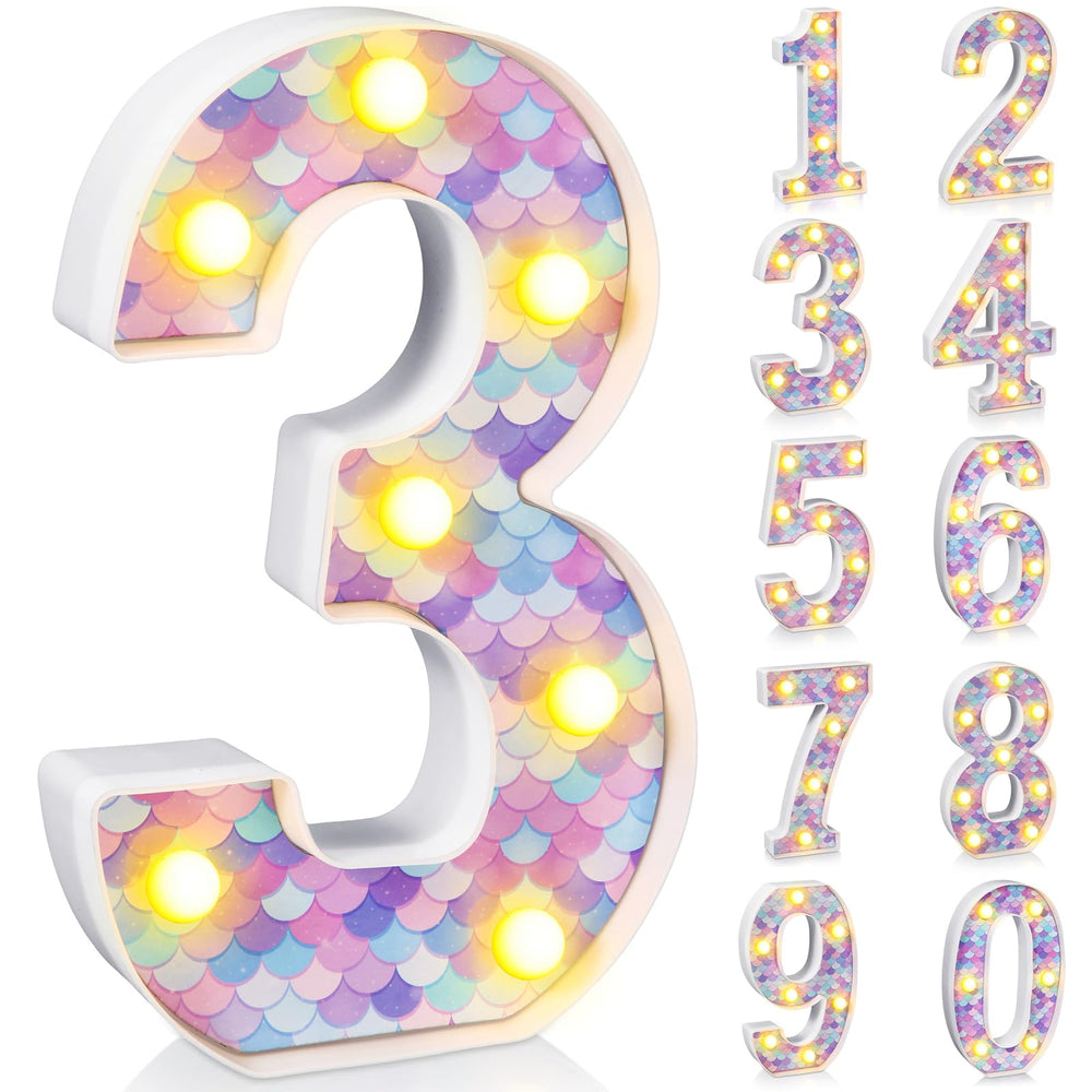 Glooglitter mermaid birthday light number 2 brightens seaside themed décor.