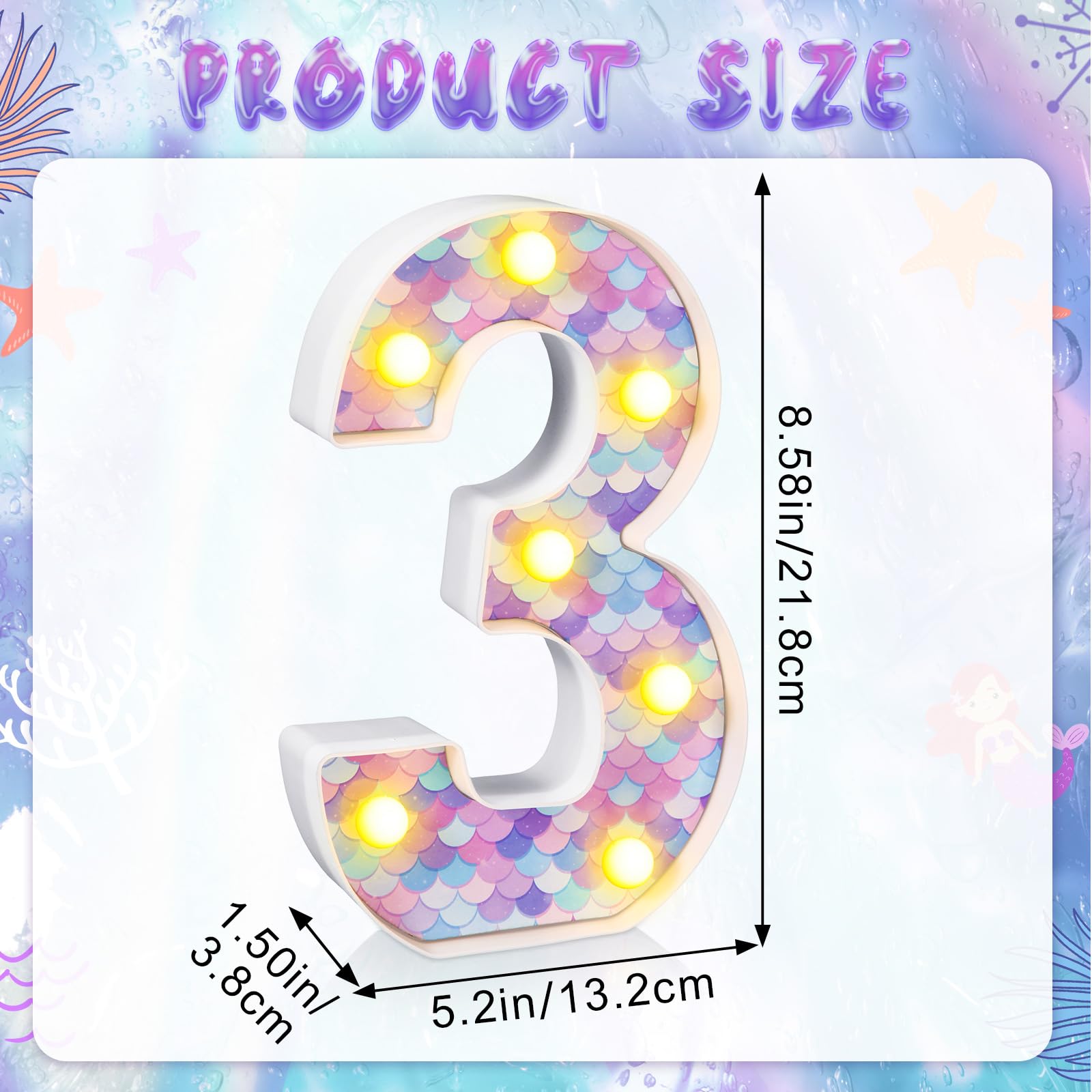 Glooglitter mermaid birthday light number 4 ideal wall display for mermaid theme.