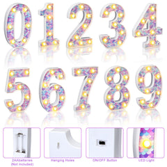 Glooglitter mermaid birthday light number 5 complements tables and shelves with soft light.
