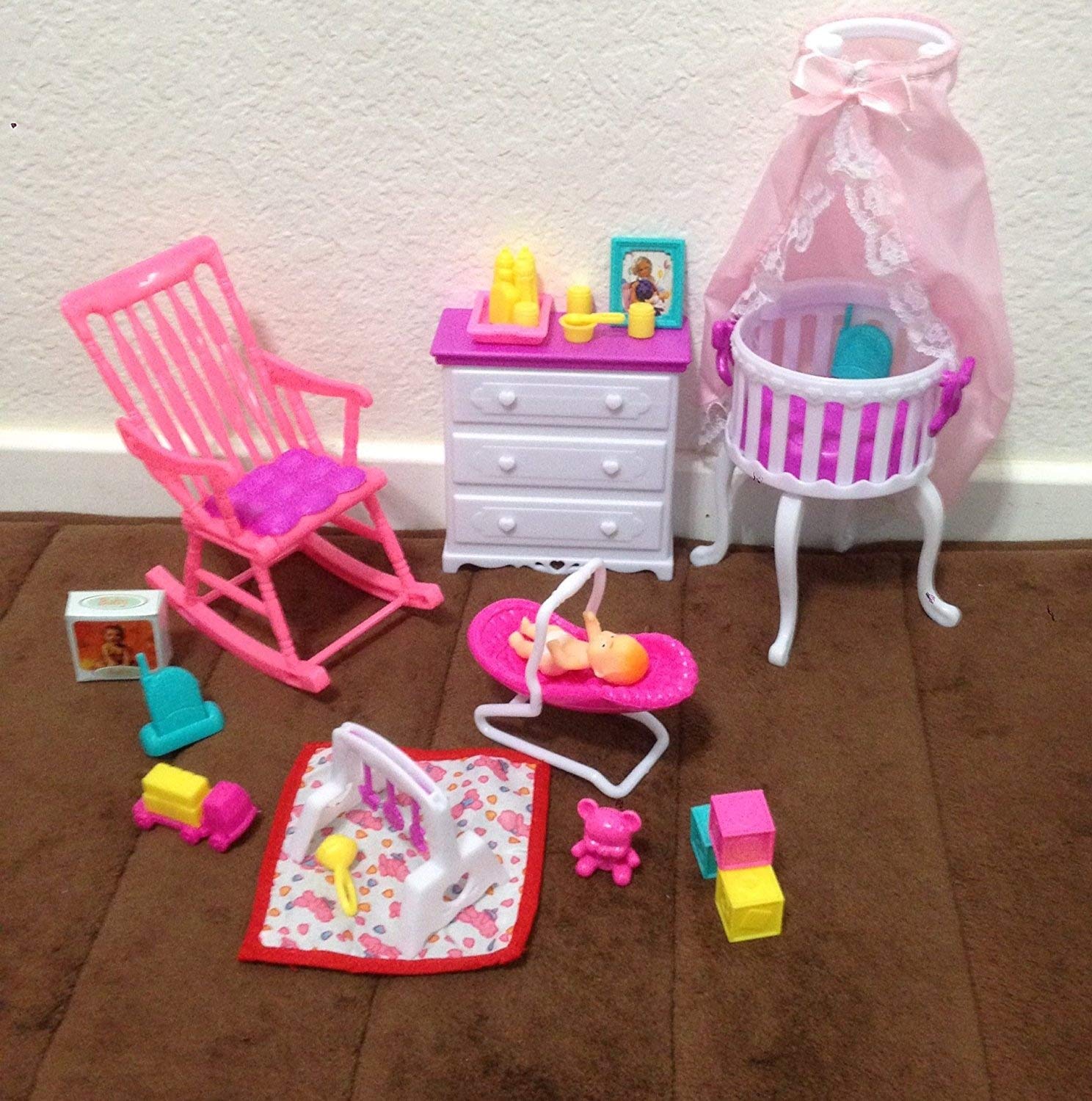 Gloria nursery playset with baby figure supports role-play and tidy play areas