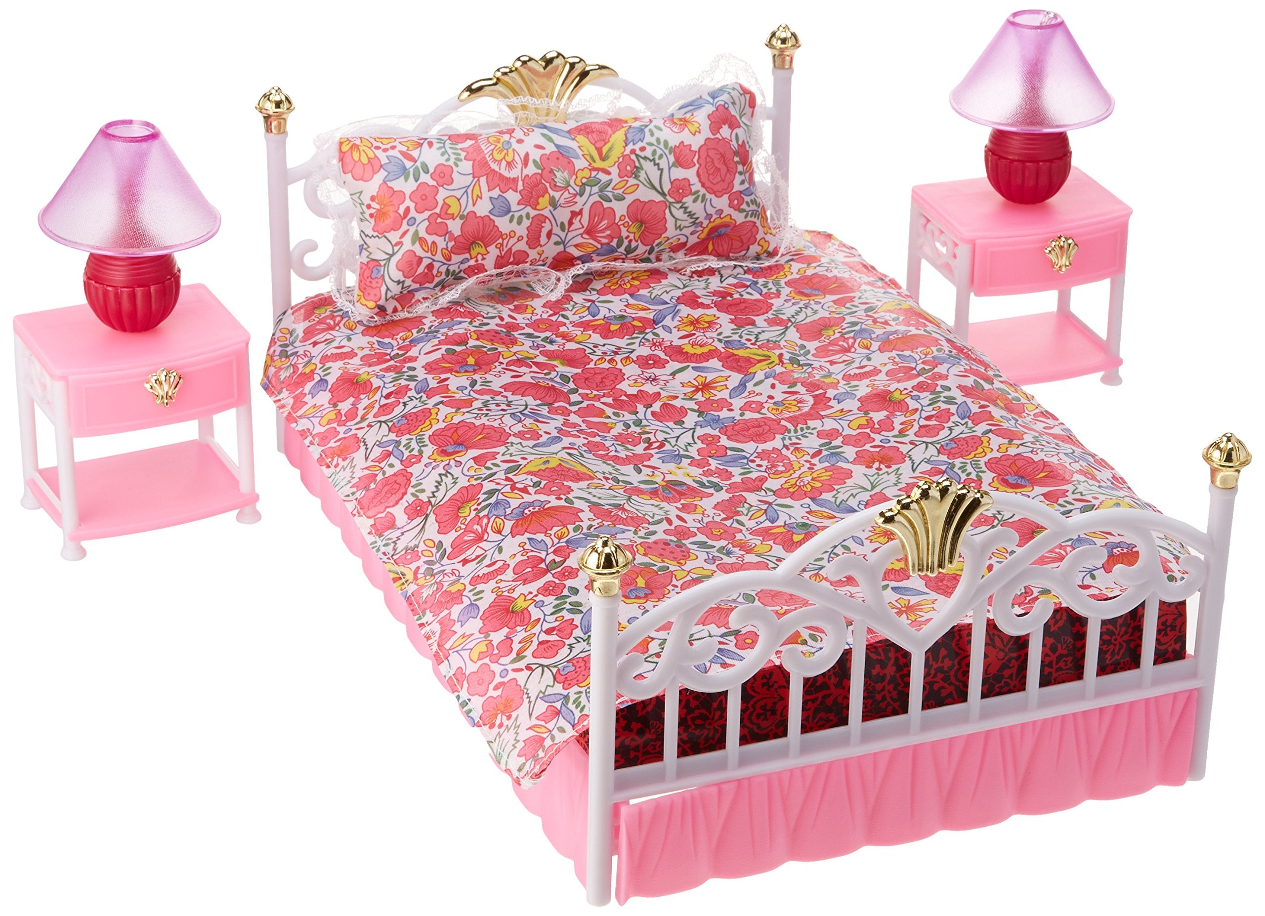 Gloria New Bedroom Play Set bed with dolls-sized lamps for imaginative play