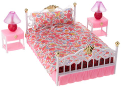 Gloria New Bedroom Play Set bed with dolls-sized lamps for imaginative play