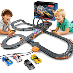 Glorryearst slot car track with overpass bridge for exciting family racing.