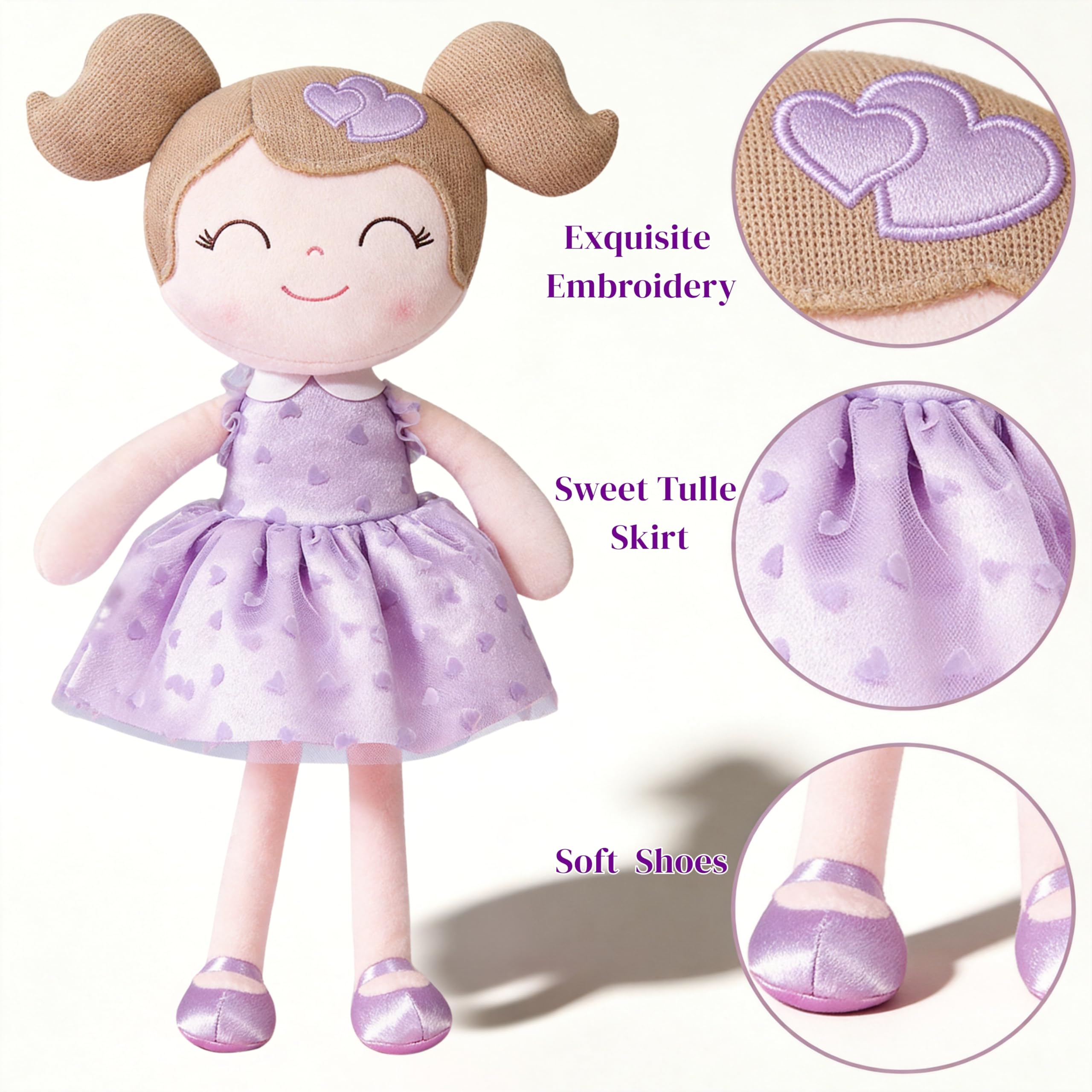 Gloveleya baby doll hugged by a child for bedtime comfort.