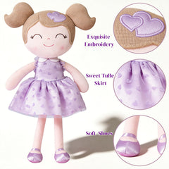 Gloveleya baby doll hugged by a child for bedtime comfort.