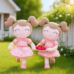 Gloveleya doll being hugged by child, illustrating comforting play.