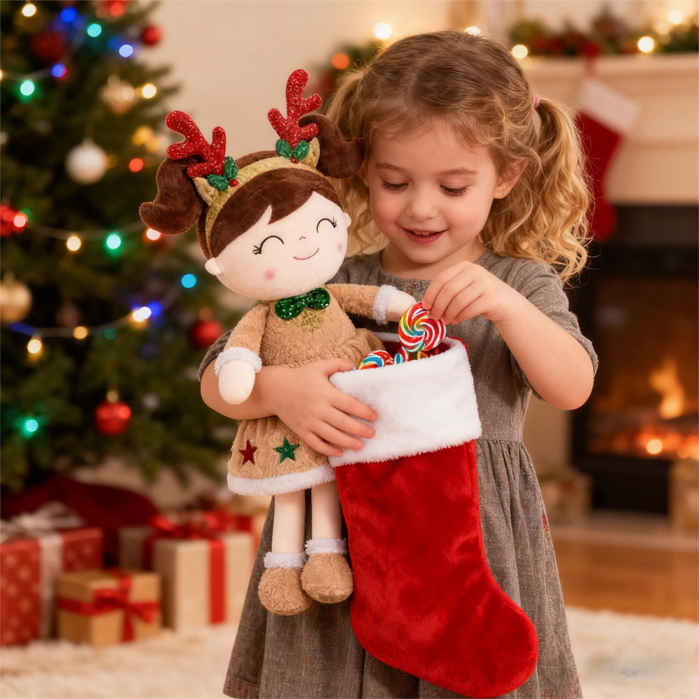 Soft brown plush fabric texture of the Gloveleya doll