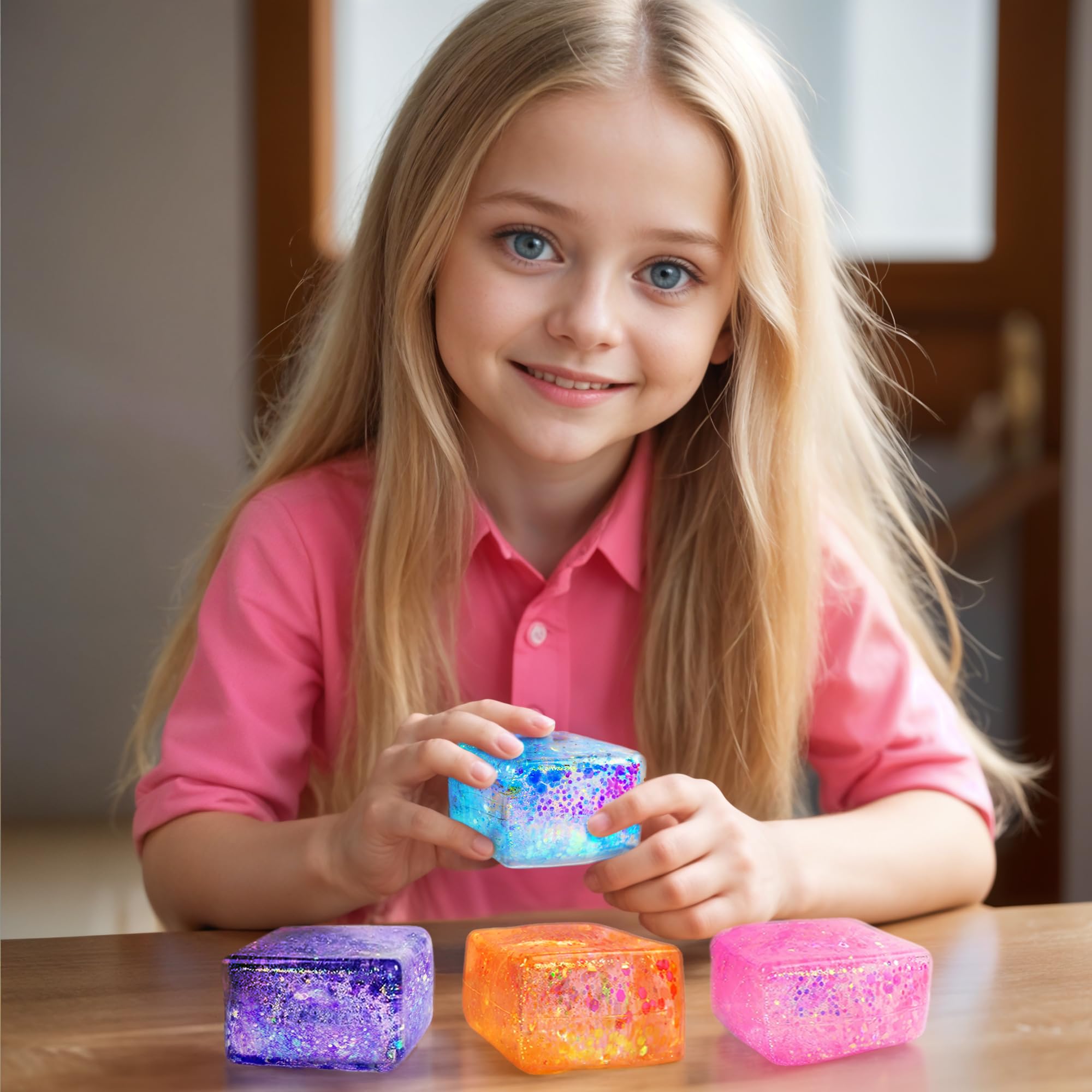 Glow Fever glitter ice cubes mixed colors set for sensory play
