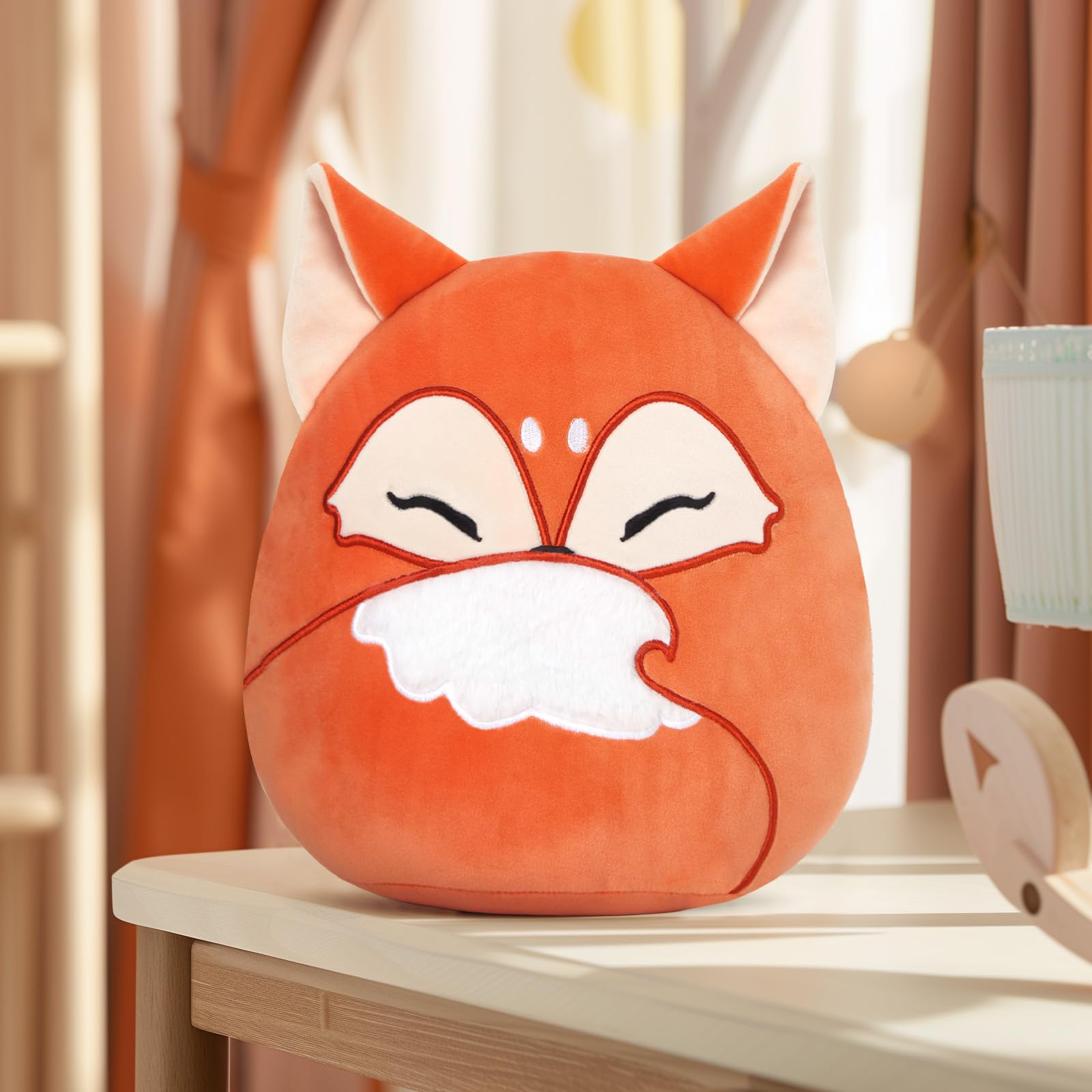Glow Guards cozy fox plush pillow brightens bedrooms and living rooms.