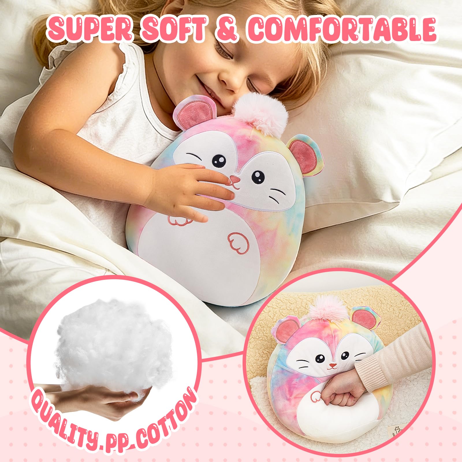 Glow Guards durable stitching detail on rainbow possum plush