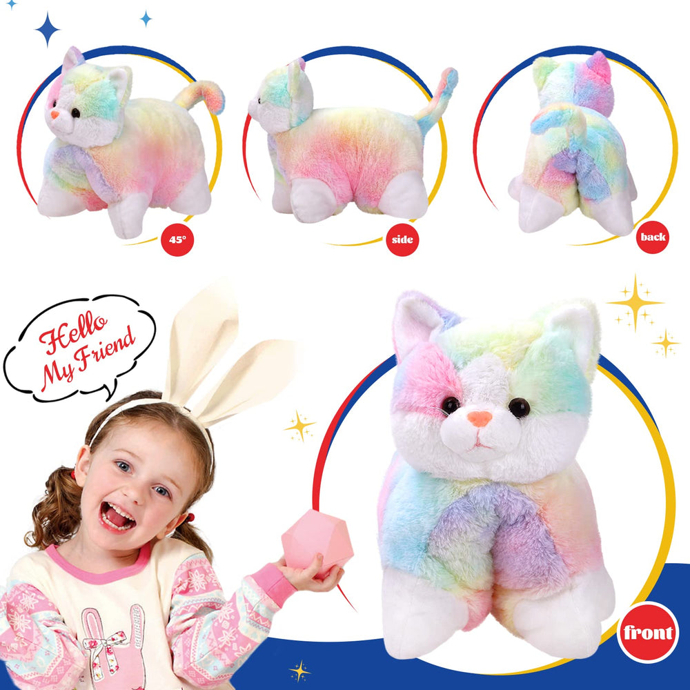 Glow Guards gift-ready rainbow cat pillow for celebrations.