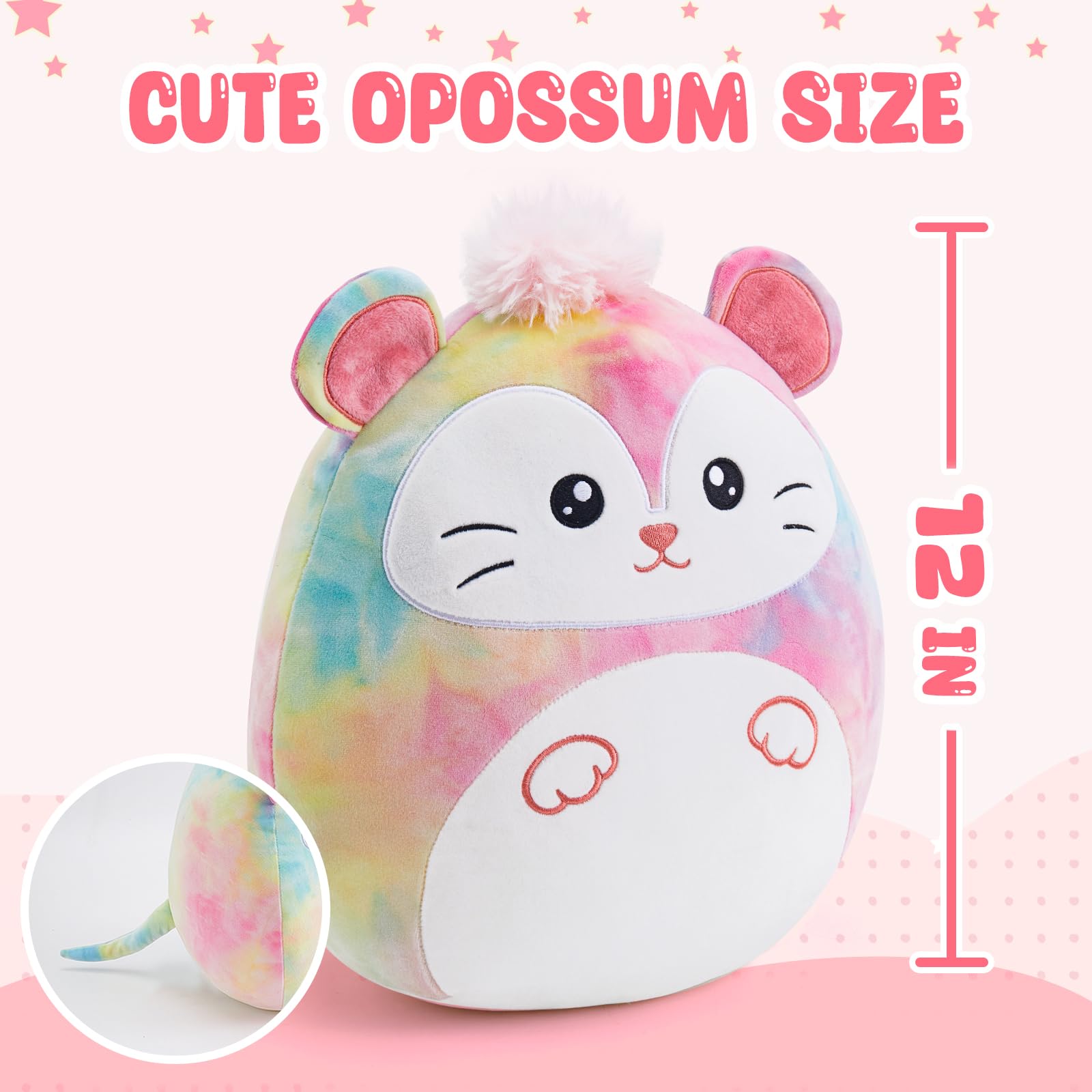 Glow Guards possum plush tie-dye fabric close-up showing ultra-soft texture