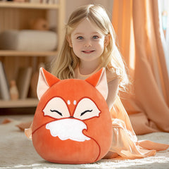 Glow Guards red fox plush pillow fabric detail showing softness.