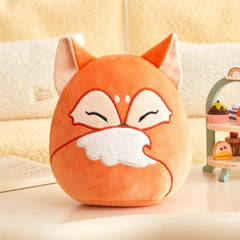 Glow Guards red fox plush face close-up showing soft fabric.