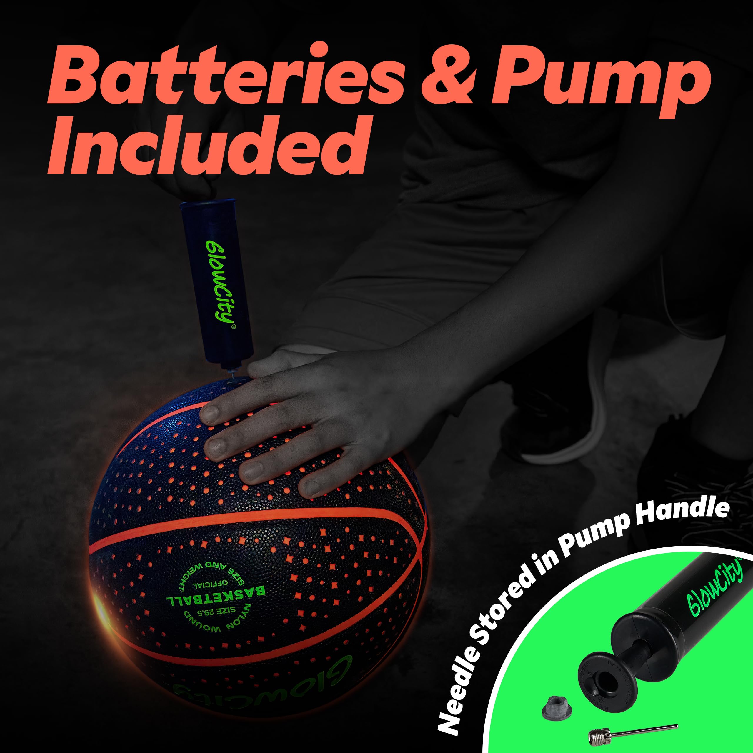 GlowCity automatic-illumination basketball glows on bounce, keeping play visible.