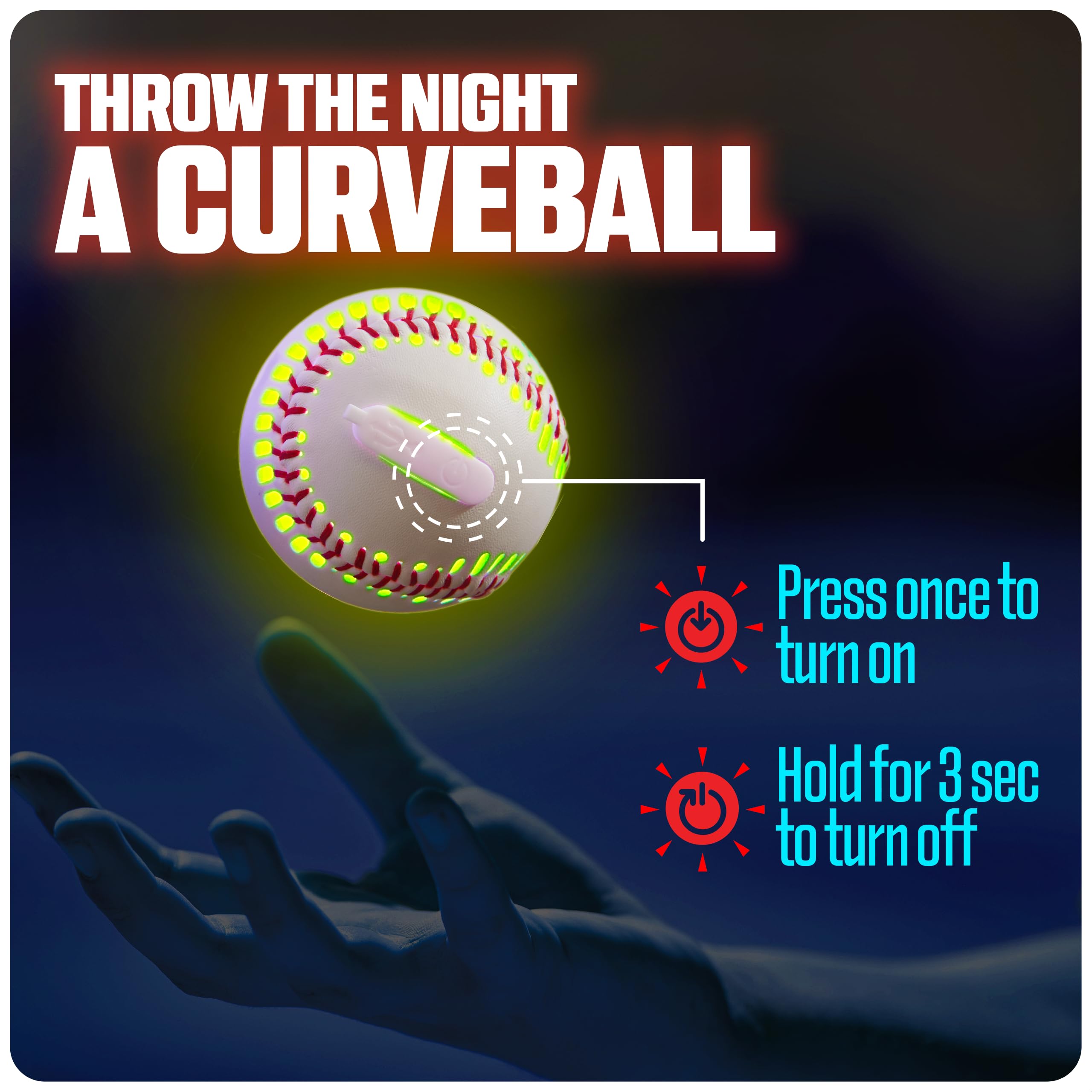 GlowCity LED baseball on charging dock for easy power-ups.
