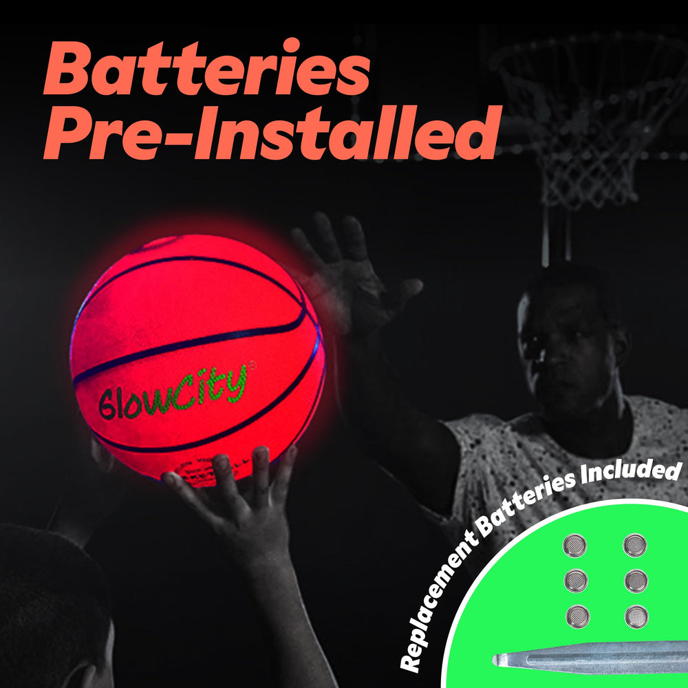 GlowCity red glow basketball bounces with bright activation