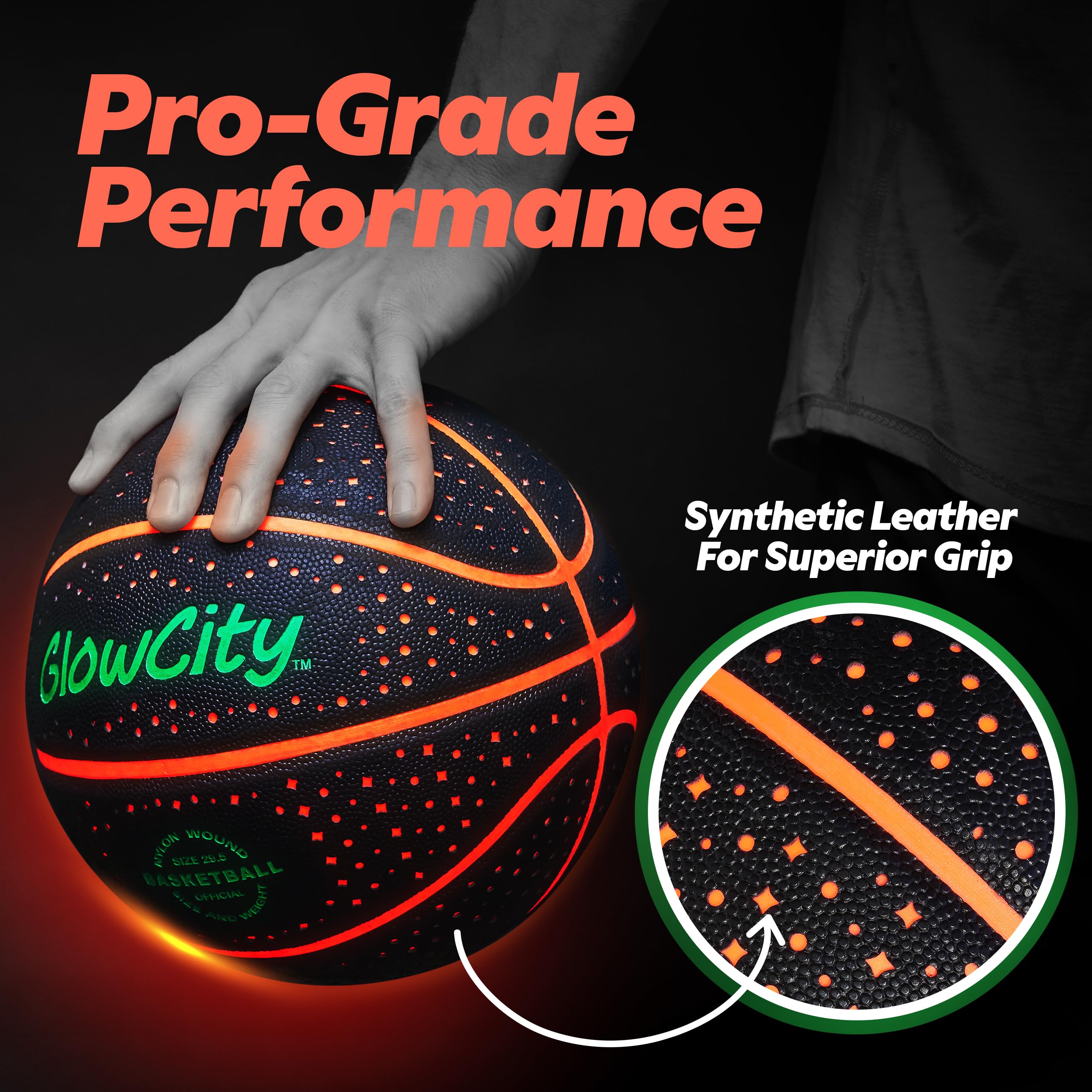 GlowCity water-resistant rubber exterior protects the glow lights during outdoor games.