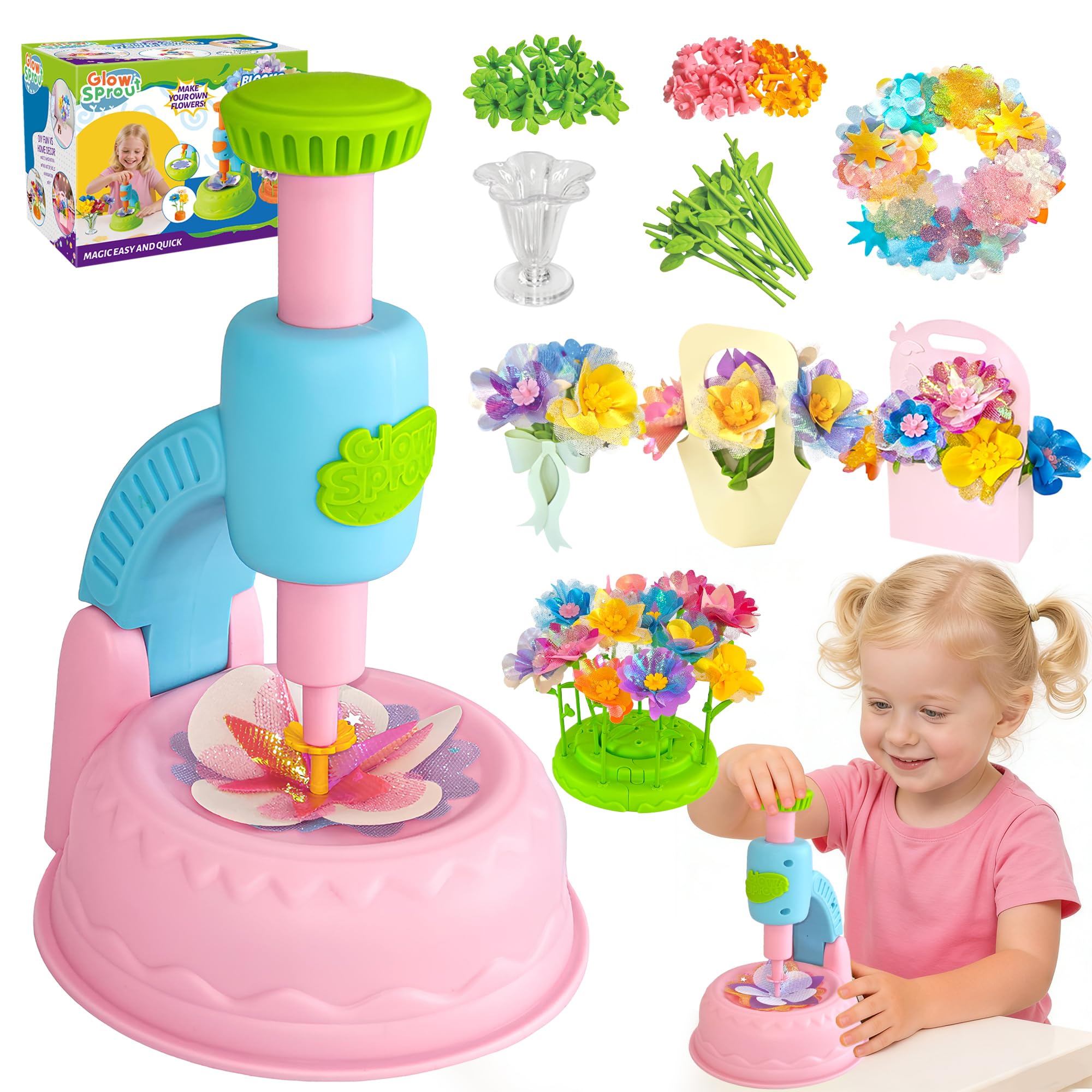 Glowsprout DIY art flower toys set with vibrant petals for imaginative play