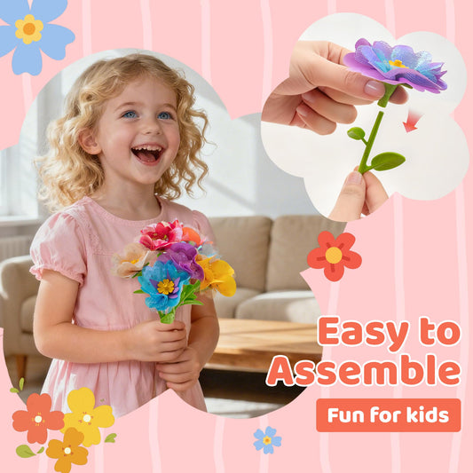 Glowsprout premium fabric flowers with shiny tulle enhance color and texture.