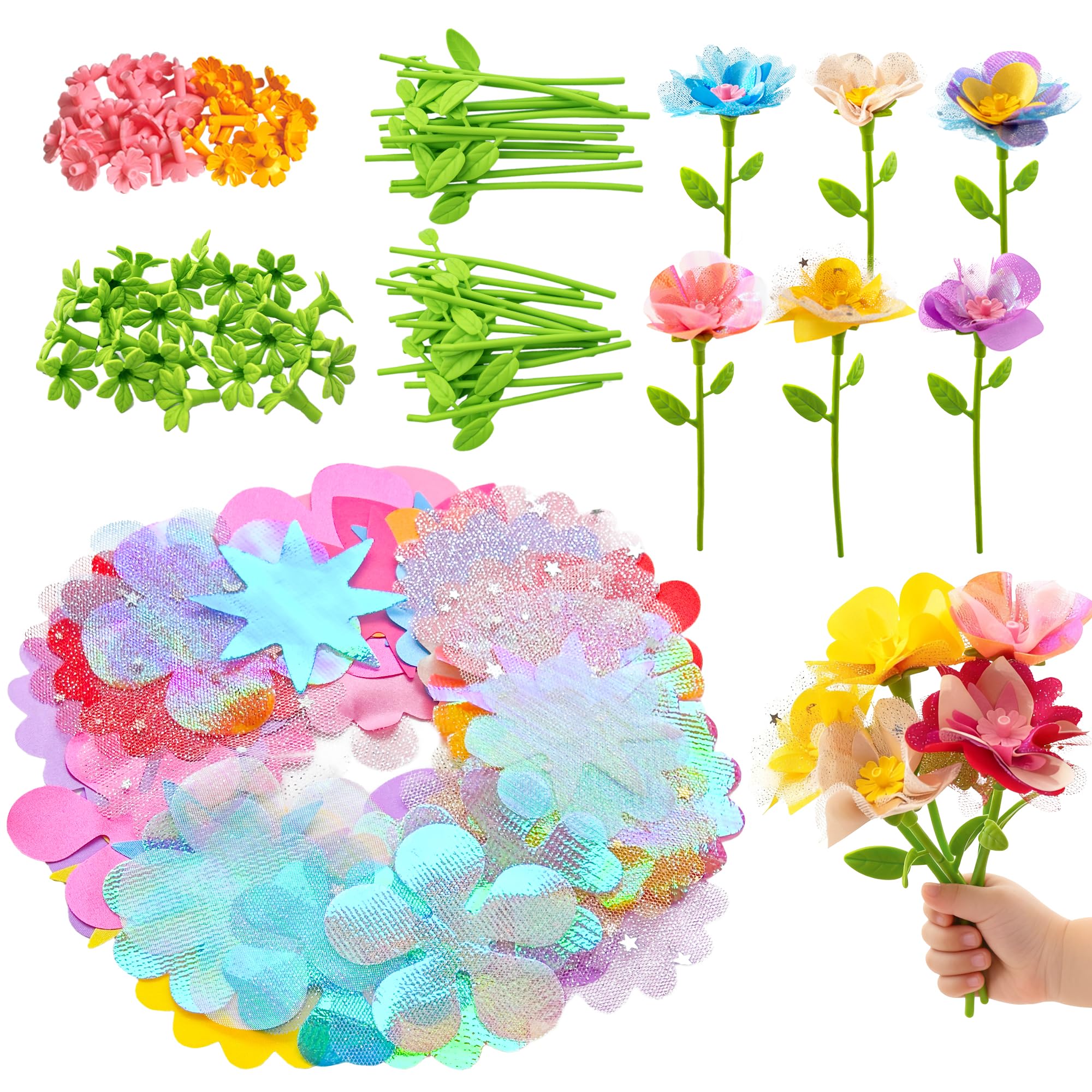 Glowsprout refill kit contents for 28 fabric bouquets, enabling easy DIY crafting.