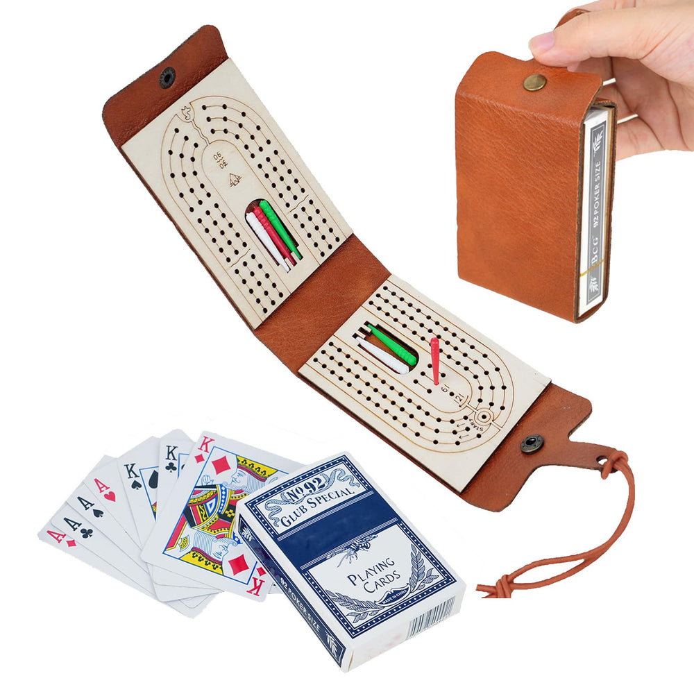 Gloxlite Travel Cribbage Board Set folded for secure travel storage.