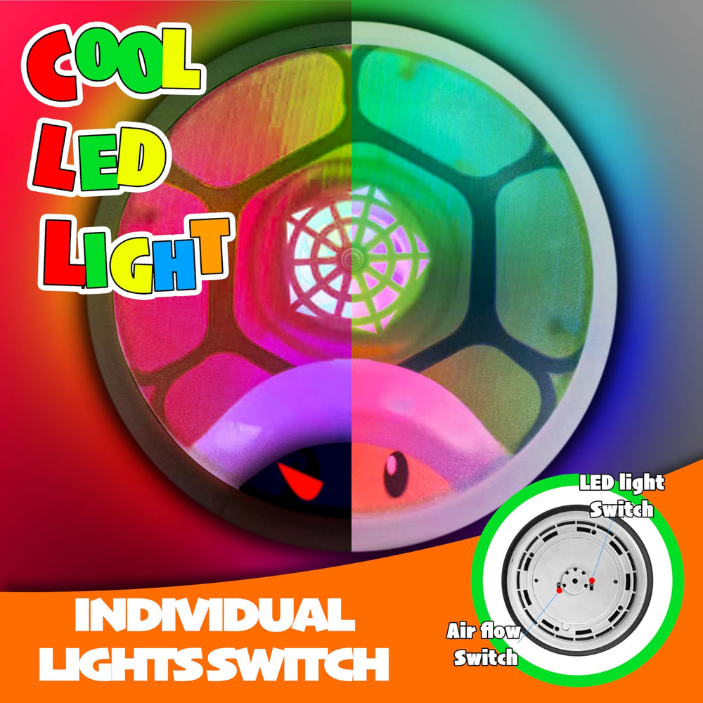 Glückpa hover soccer ball glowing with colorful LEDs for night play.