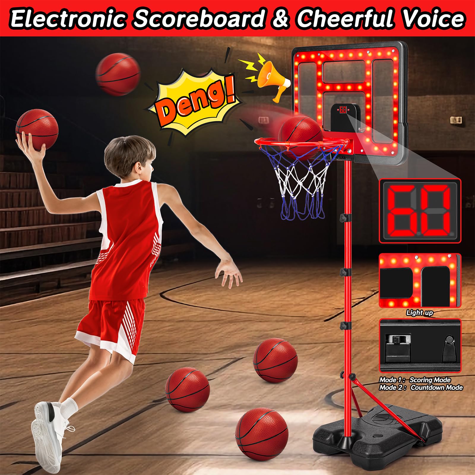 GMAOPHY LED scoreboard lights up scores and adds interactive play for kids.