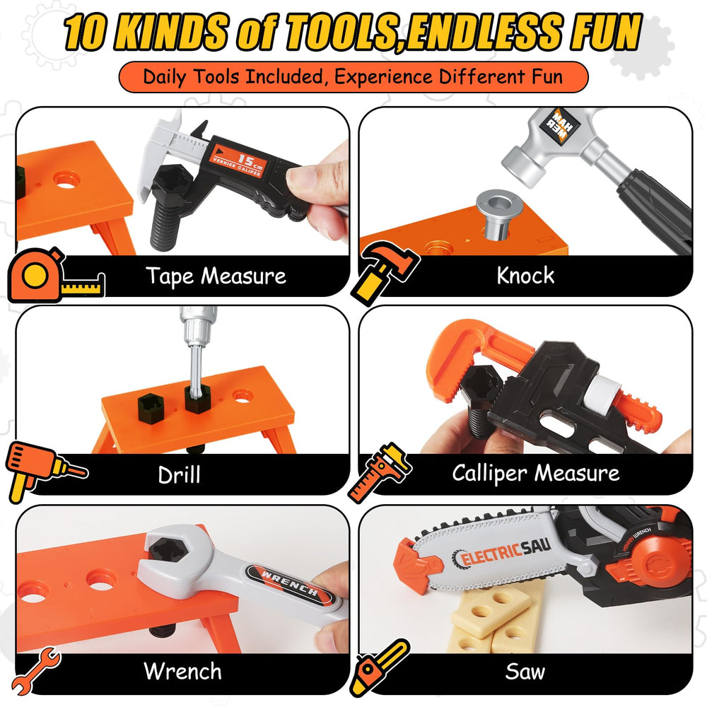 GMAOPHY hammer and screwdrivers arranged for child-friendly hand tasks.