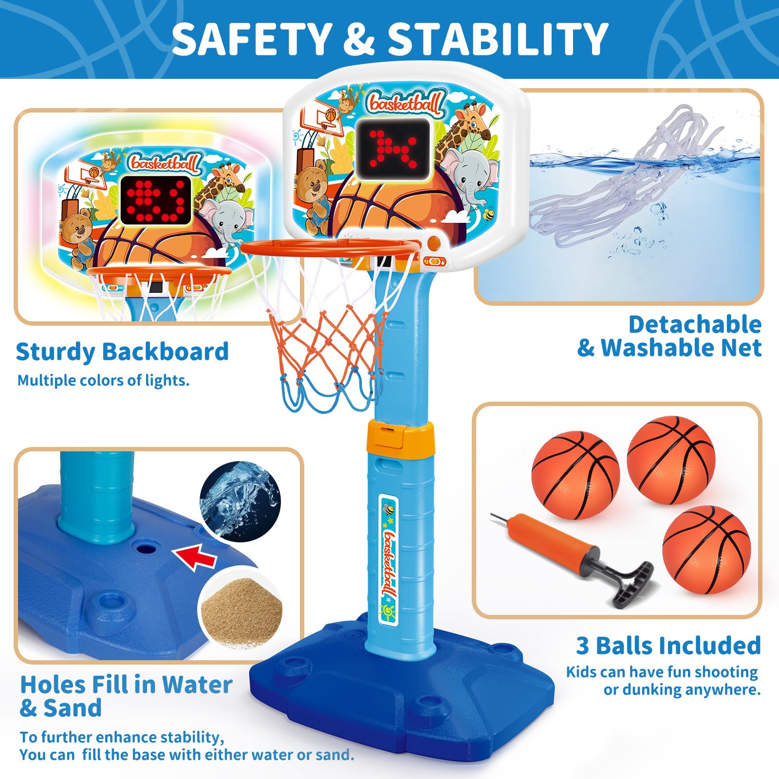 GMAOPHY toddler hoop supports family play indoors or outdoors.