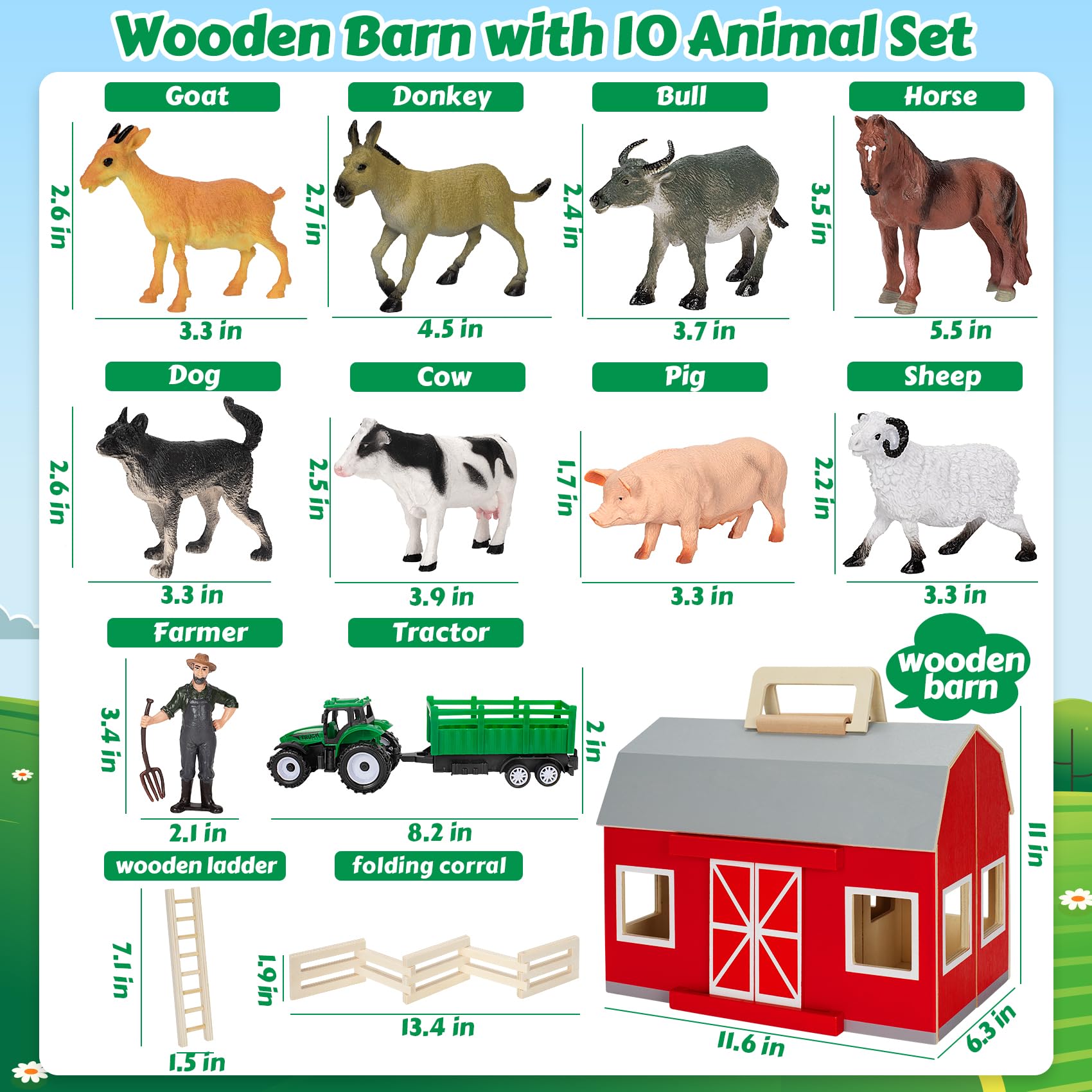 GMAOPHY wooden ladder showcases barn access for budding caretakers.