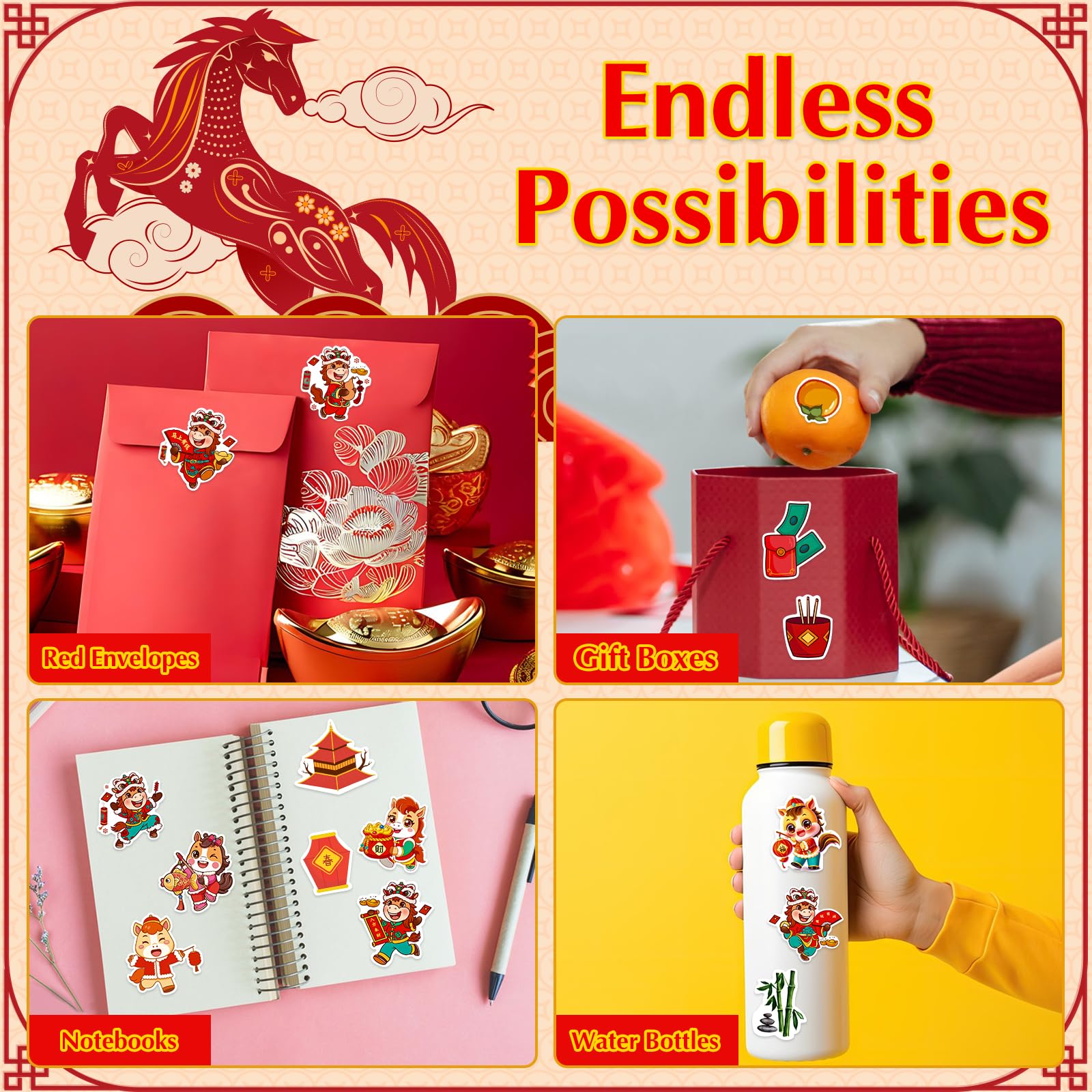 GMEMNOV red envelope decorations with blessings for luck