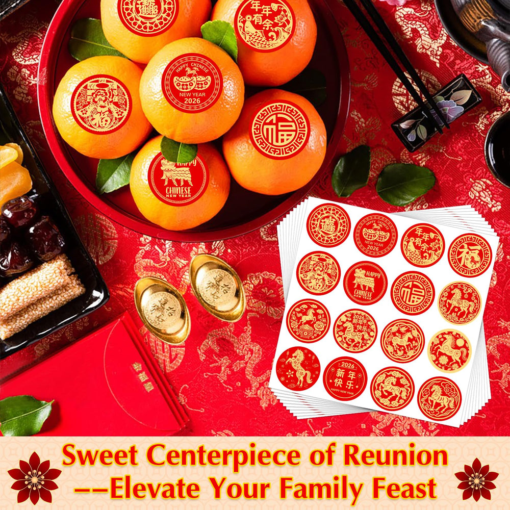GMEMNOV Chinese New Year stickers showcase detailed Year of the Horse artwork for celebrations