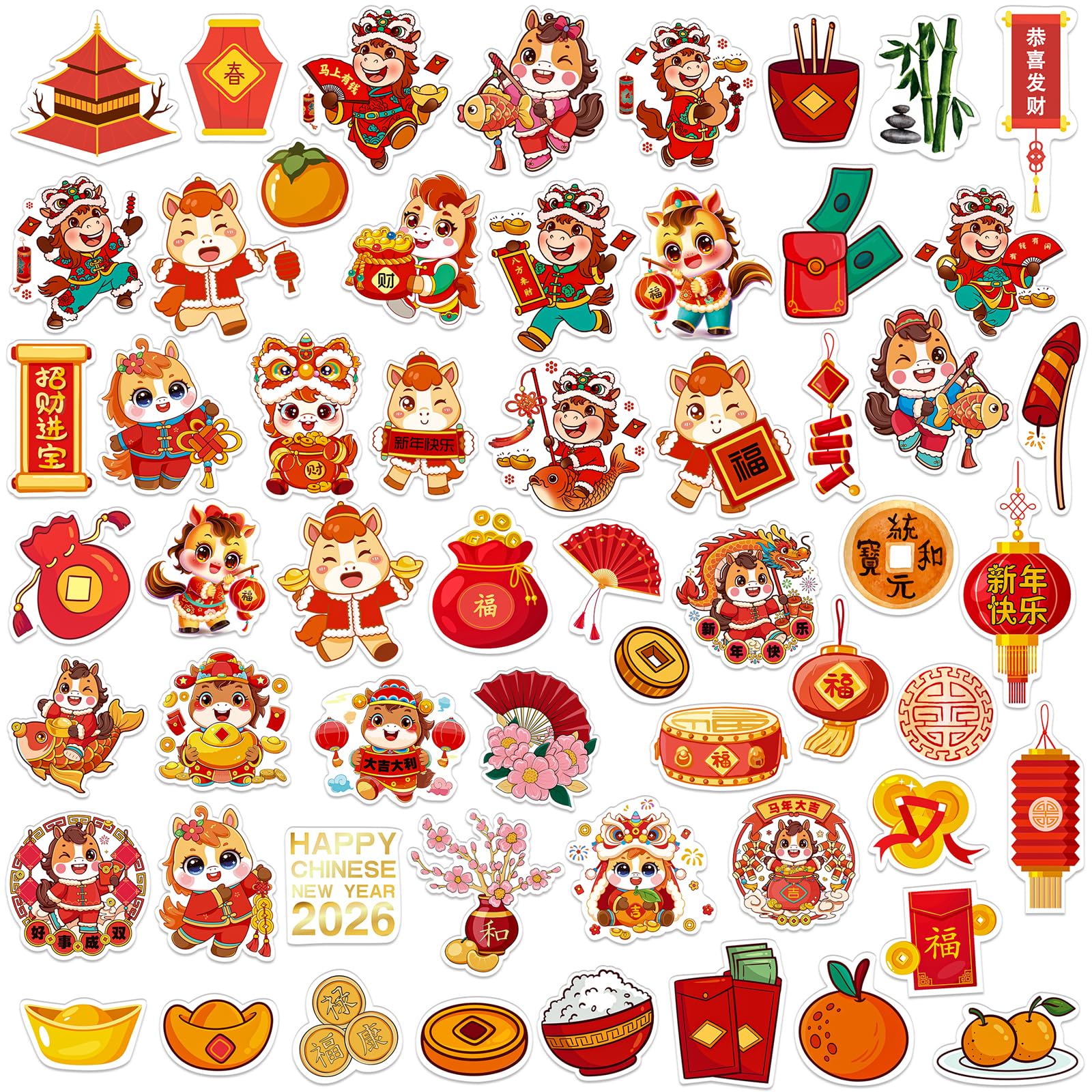 GMEMNOV year of the horse stickers on a window for festive décor