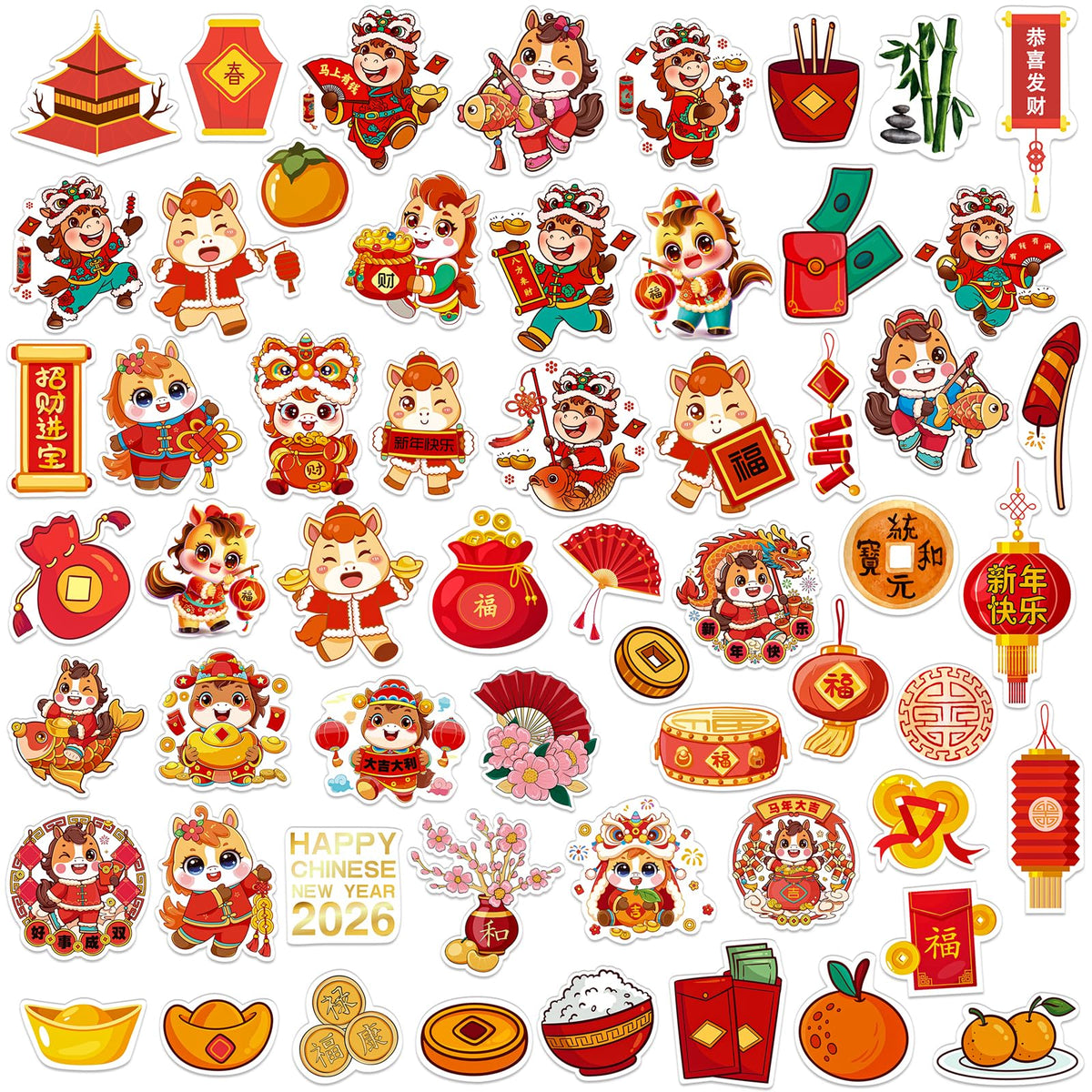 GMEMNOV year of the horse stickers on a window for festive décor