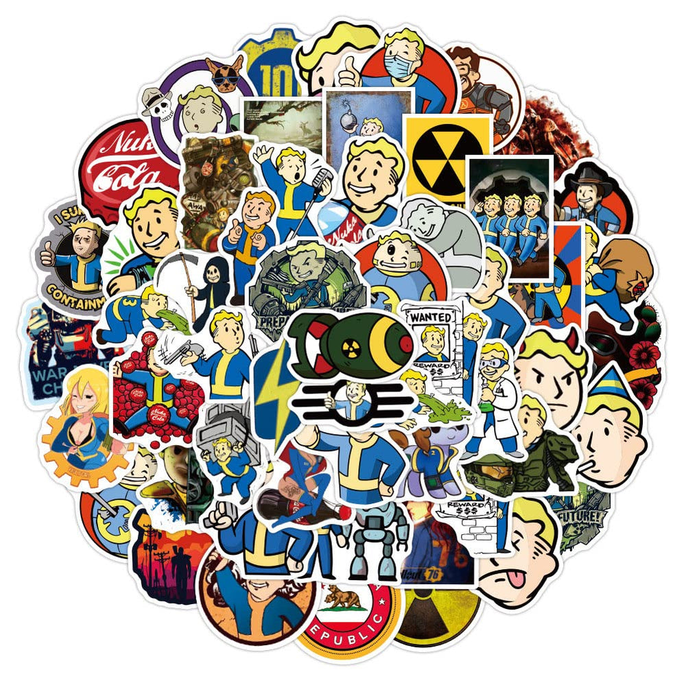 GMVAESKY Fallout stickers on skateboard add color and expression.