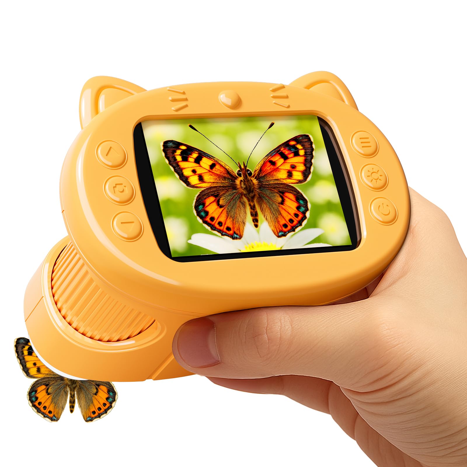 GMYGBY handheld microscope front view, compact design for curious kids on the go.