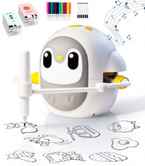 GMYGBY drawing robot penguin front view ideal for kids' learning.