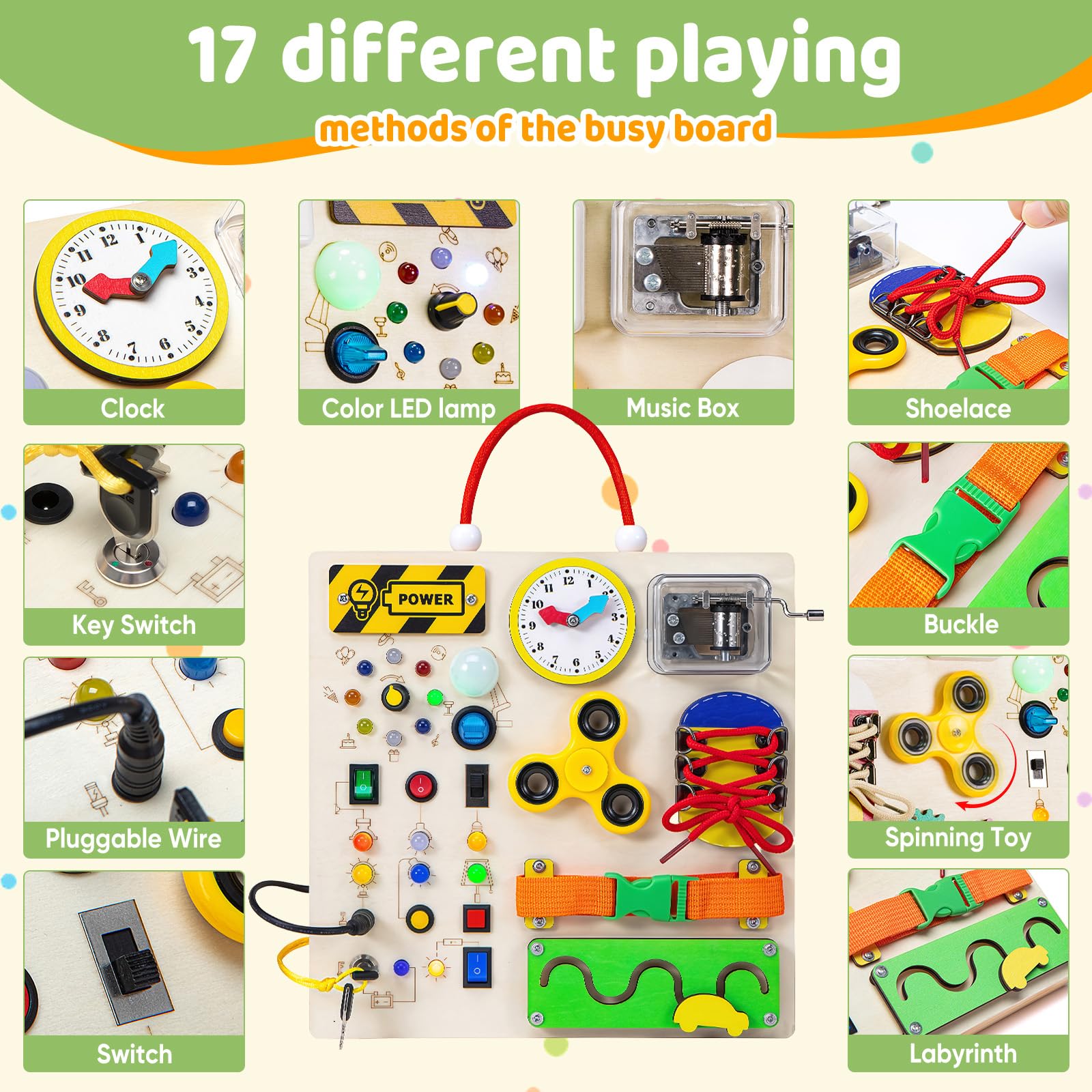 GNAYUIJ Busy Board LED lights support hand-eye coordination