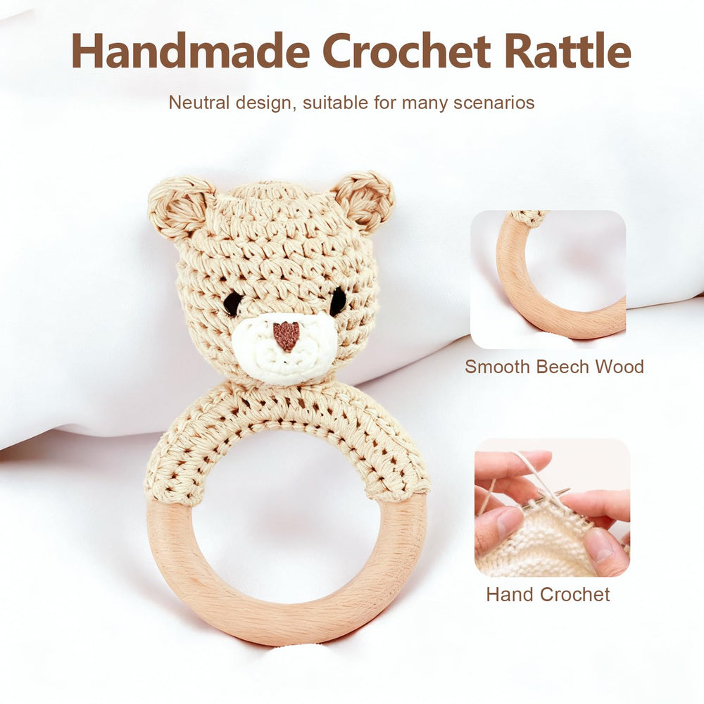 Gnigpclo baby announcement gift idea with beige rattle