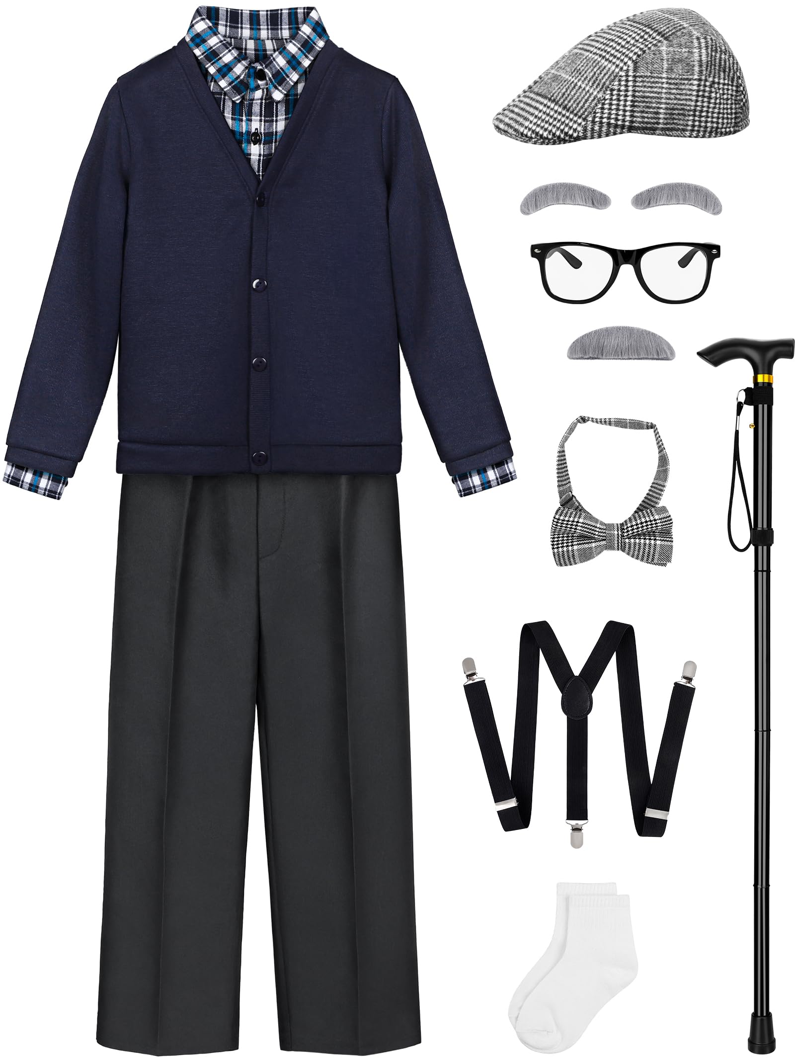Gnodio 100-days costume vest creates a convincing grandpa silhouette for the 100th day party.