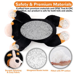 Gnomantic Bernese Mountain Dog weighted plush in bedtime routine for soothing moments.