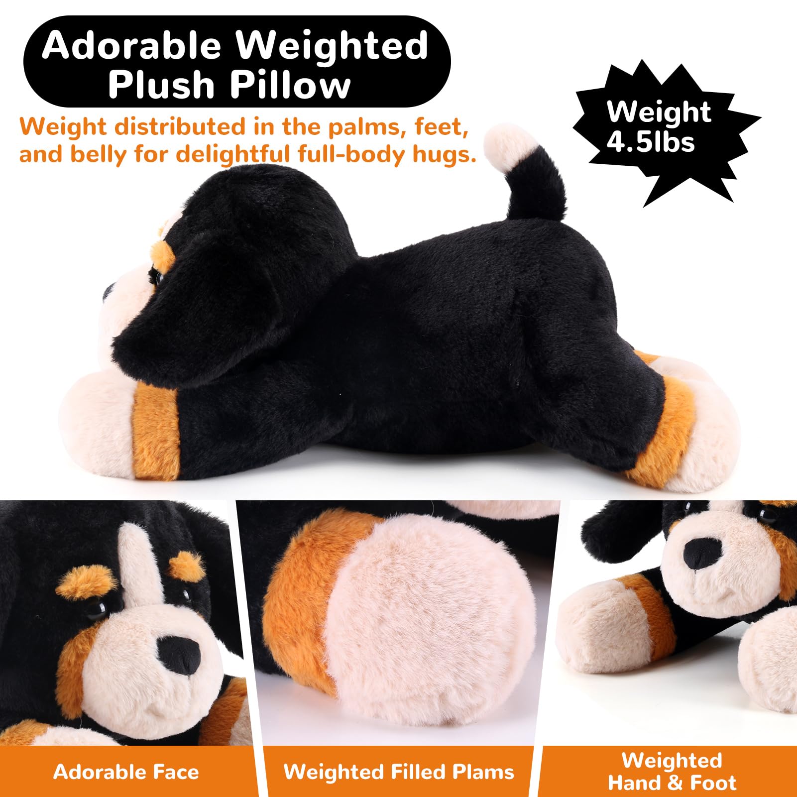 gnomantic Bernese Mountain Dog weighted plush bedtime scene promotes relaxation.