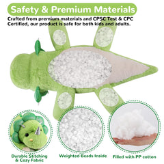 Gnomantic dinosaur weighted plush snuggle buddy for play and rest.